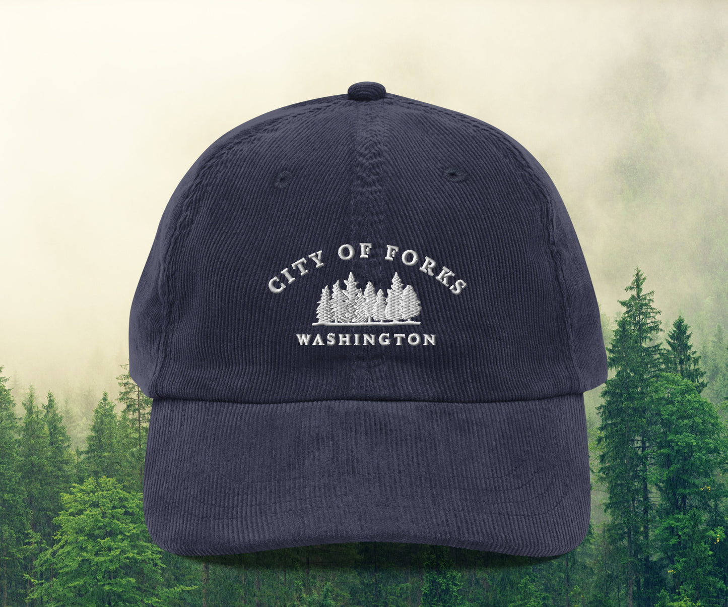 Forks, WA Embroidered Corduroy Hat