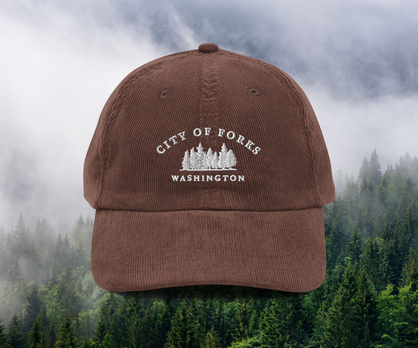 Forks, WA Embroidered Corduroy Hat