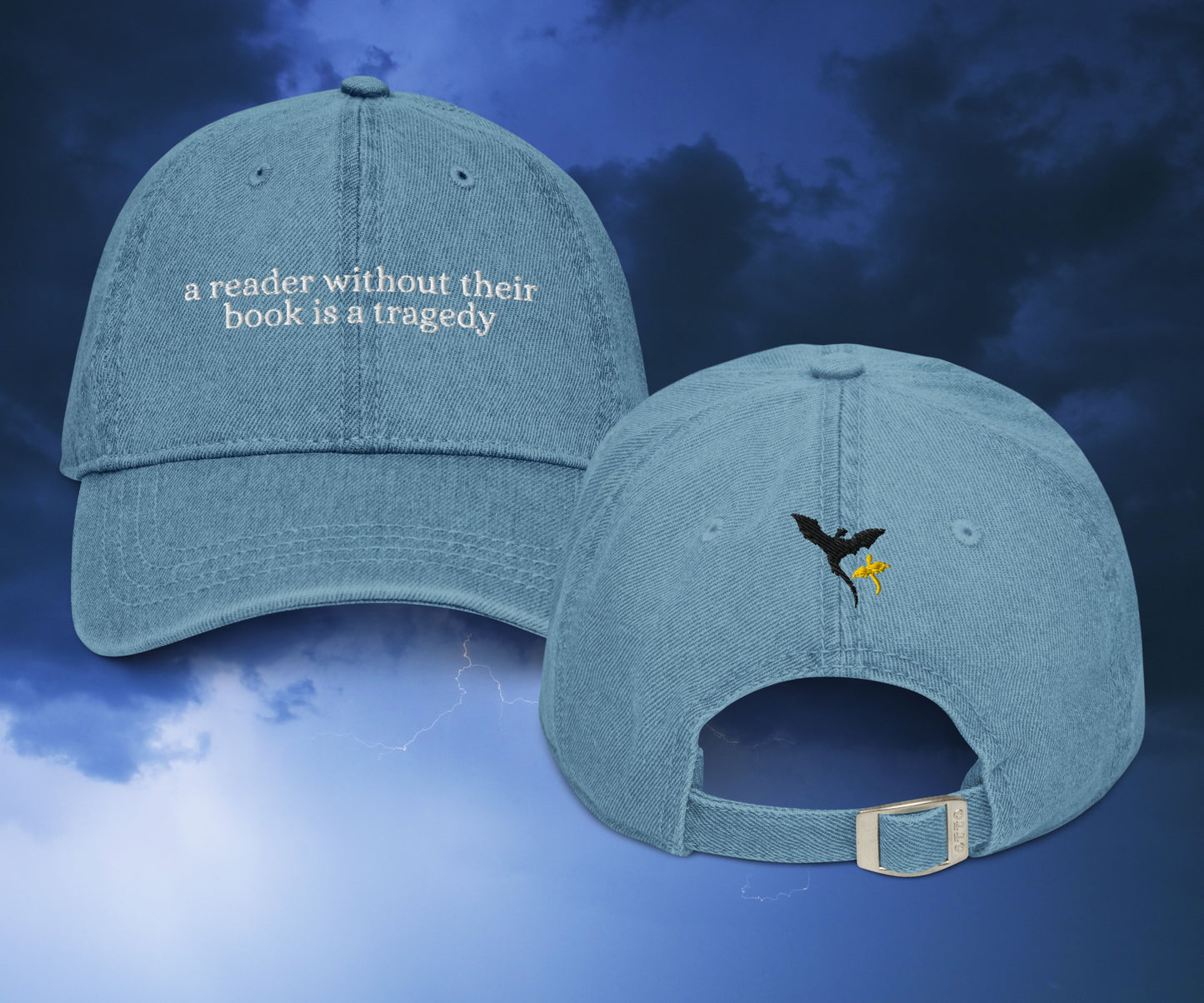 Dragon Rider Embroidered Denim Hat (Front & Back)