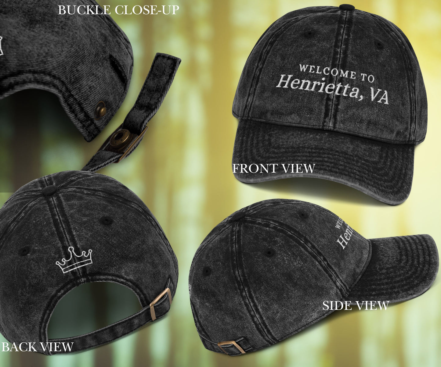 Henrietta Embroidered Vintage Hat (Front, Back)