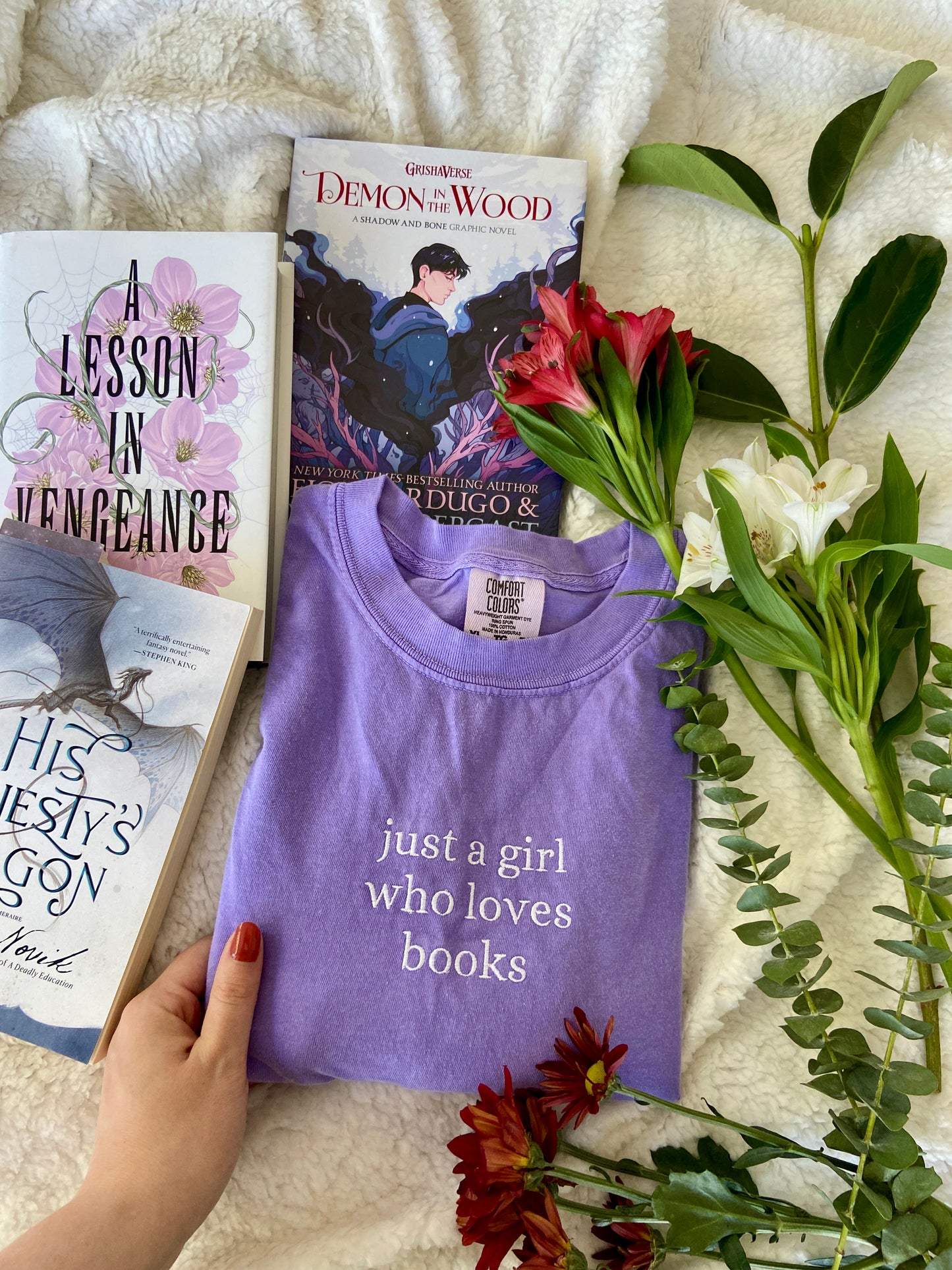 Just A Girl Who Loves Books Embroidered Tee